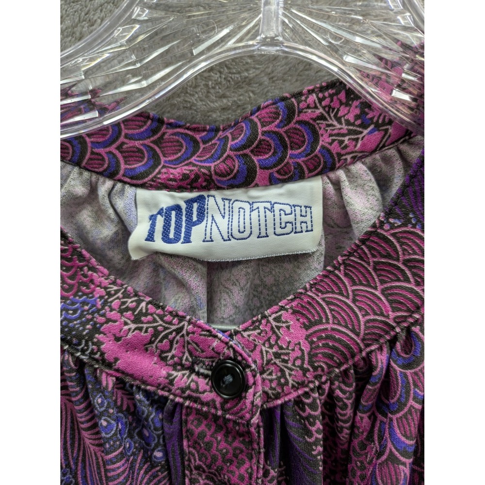 Vintage Popover Top Womens 2X (Estimated) Tie Sleeves Flaw (pics) - Picture 5 of 7